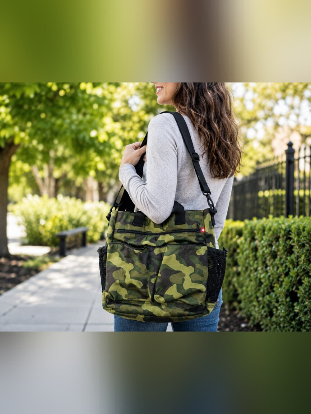 Skip Hop Spark Camo Diaper Bag Tote Backpack Convertible Baby Bag Green Camo